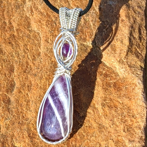 Artisan Sterling Silver Amethyst Gemstone Pendant Necklace - Picture 14 of 16